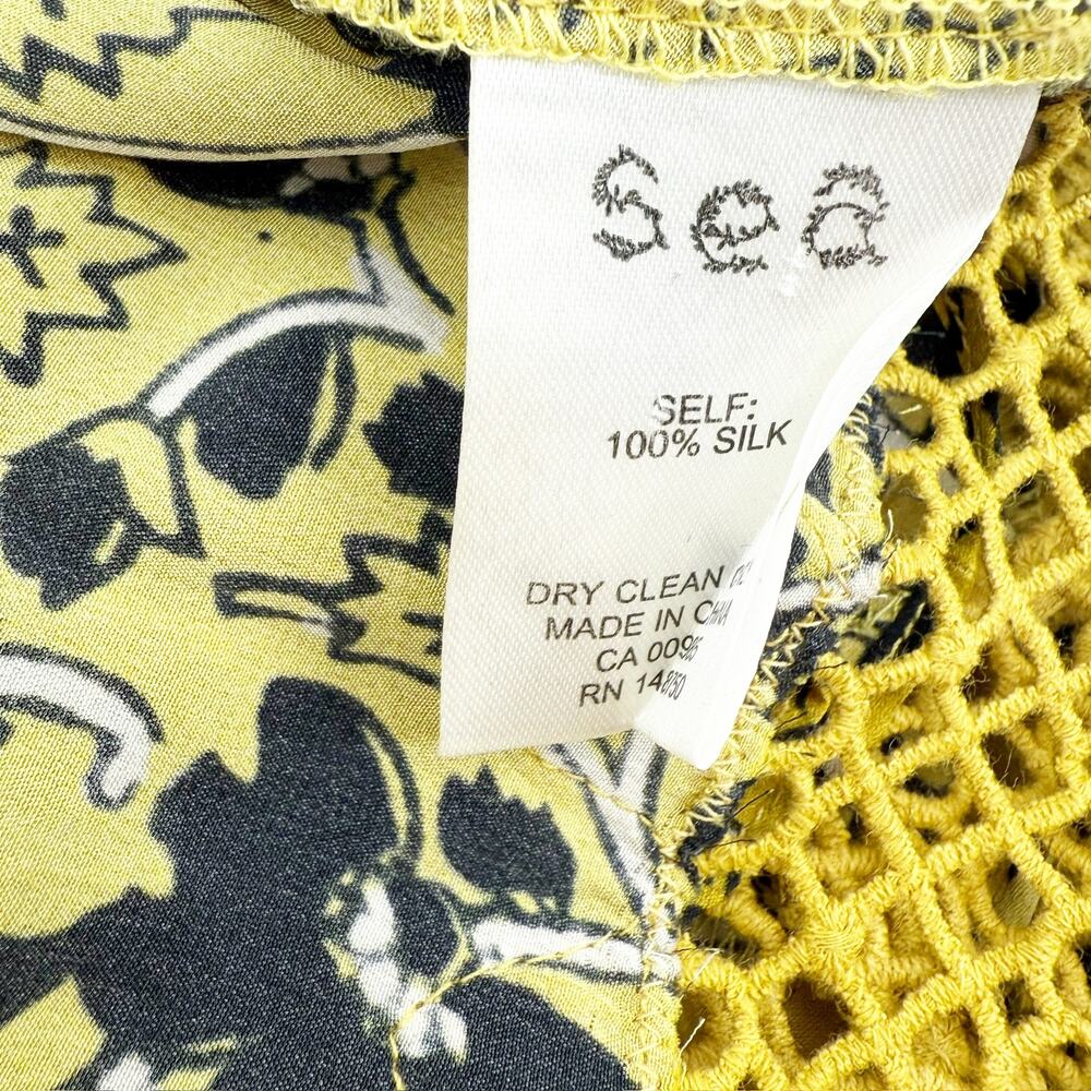 Sea Black Yellow Blouse Embroidered Printed Ruffle 6 - Picture 3 of 5